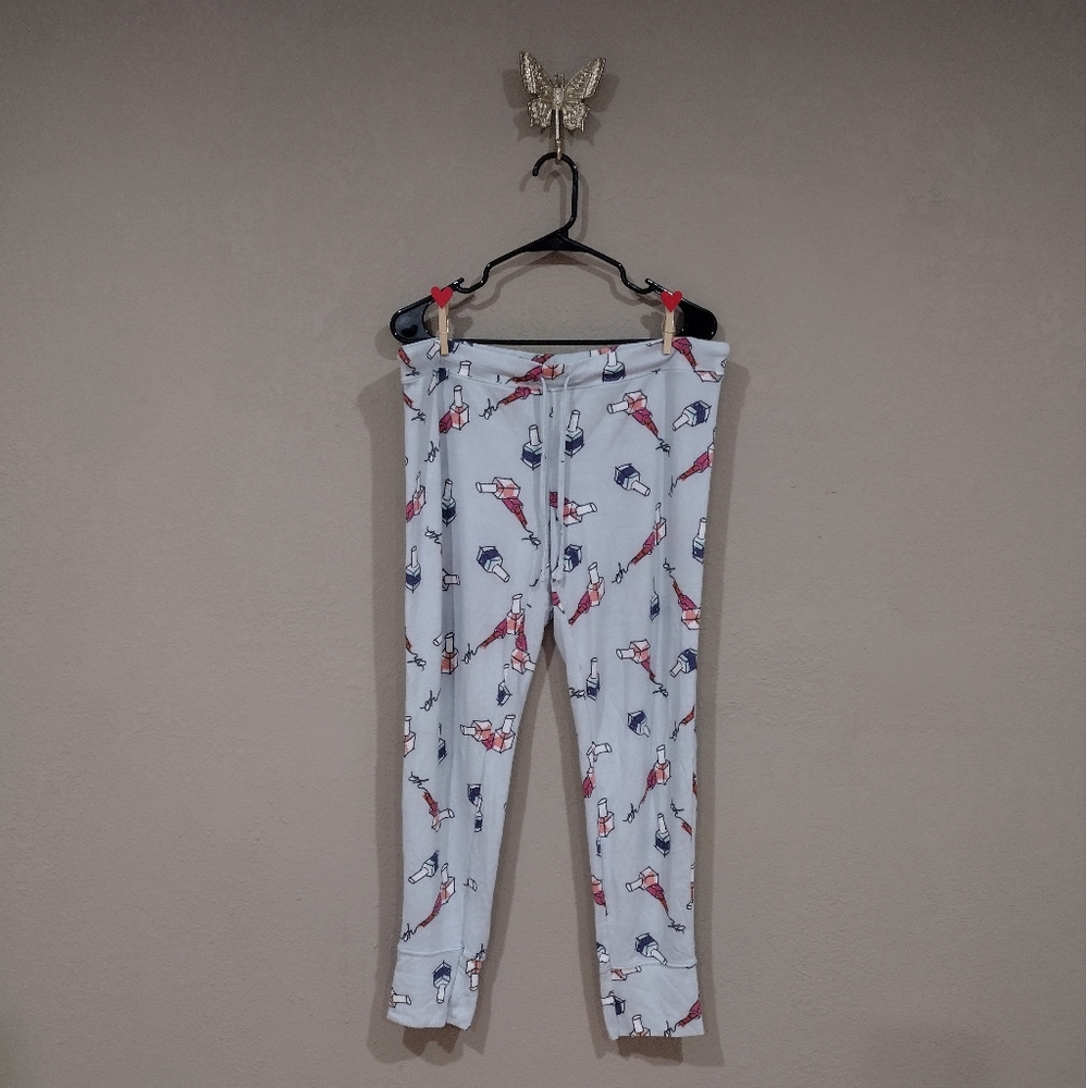 {Xhilaration} Pajama Nail Polish Lipstick Print Novelty Retro Pajamas Pants
